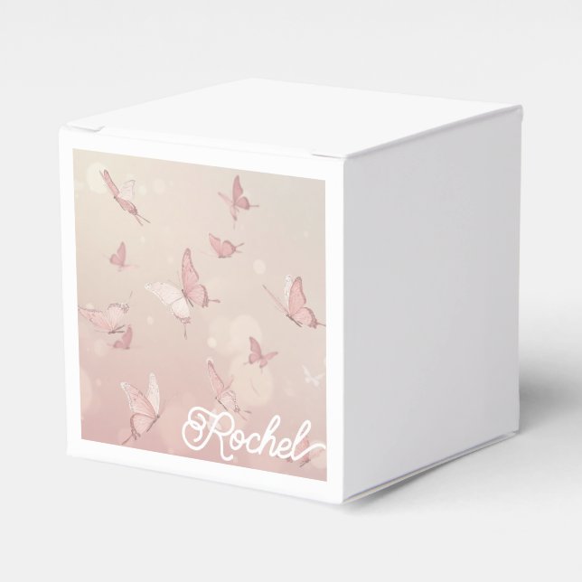 Caja de Favor de la fiesta de la mariposa rosa del (Costado Anverso)