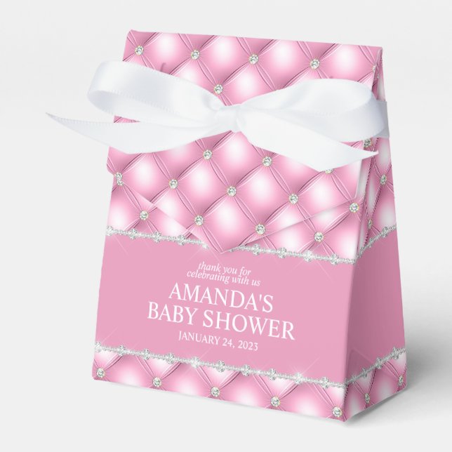 Caja de Favor de Lujo con Penacho Rosa y Plateado (Front Side)