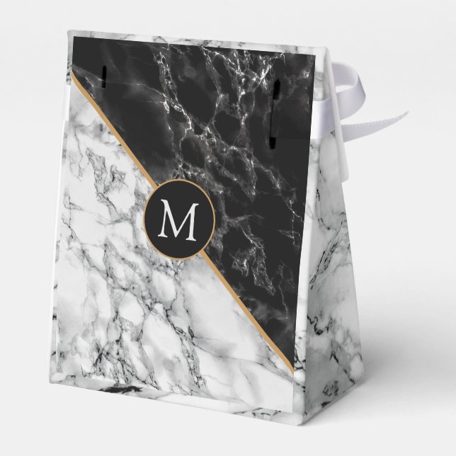 Caja de Favor de Mármol Blanco Negro - Su Carta (Reverso)