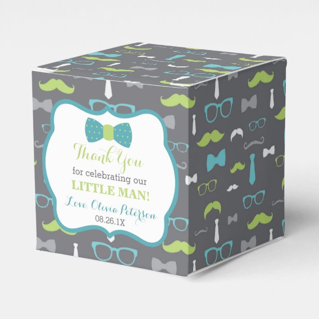 Caja de Favor de Pequeño Hombre, Baby Shower (Costado Anverso)