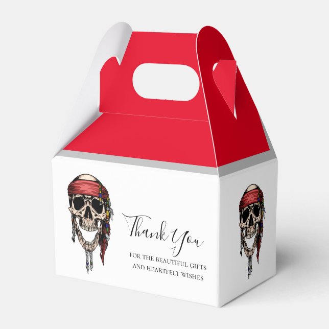 Caja de Favor de Pirate Skull Red Jolly Roger (Front Side)