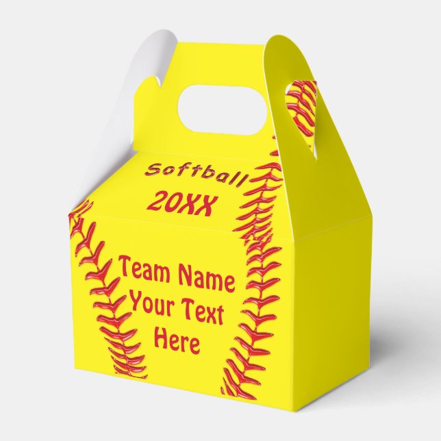 Caja de Favor de Softbol personalizada TU TEXTO, C (Front Side)