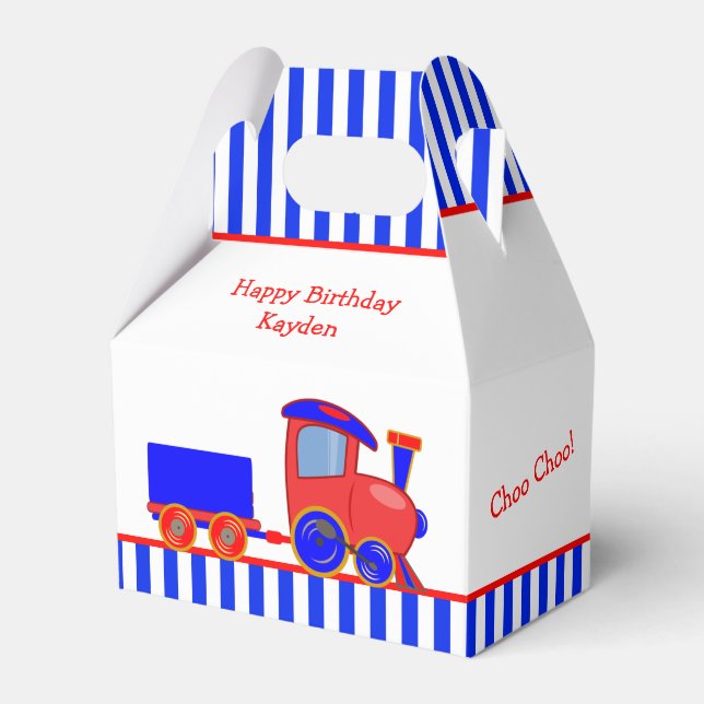 Caja de Favor del Cumpleaños del Tren Rojo y Azul  (Front Side)
