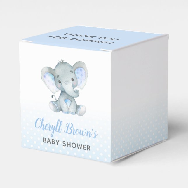 Caja de Favor del Elefante - Boy Baby Shower Cute (Costado Anverso)