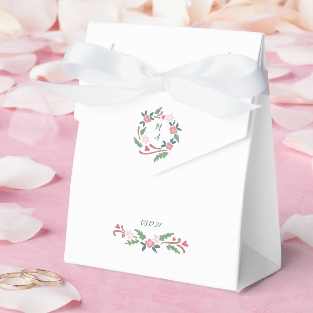 Caja de Favor del Escudo Rustic Wildflower Monogra (Boda)