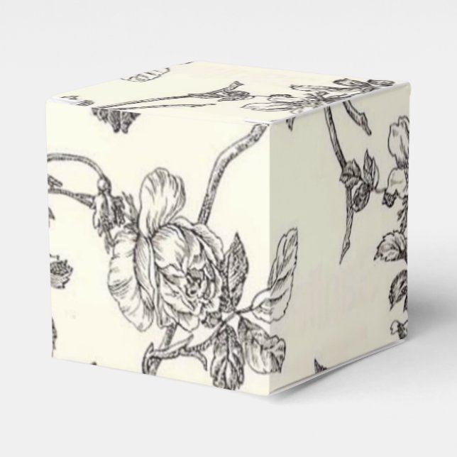 Caja De Favor Del Partido Floral Blanco Y Negro (Costado Anverso)