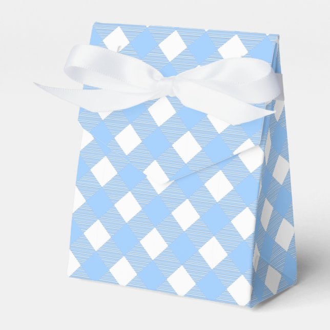 Caja de Favor del Patrón de Gingham de Blue Checke (Front Side)