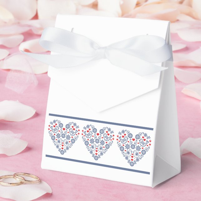 Caja de Favor del Patrón del Corazón Folk Tradicio (Boda)