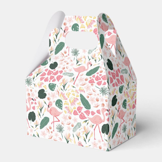 Caja de Favor del Patrón Tropical Flamingo Rosa (Front Side)