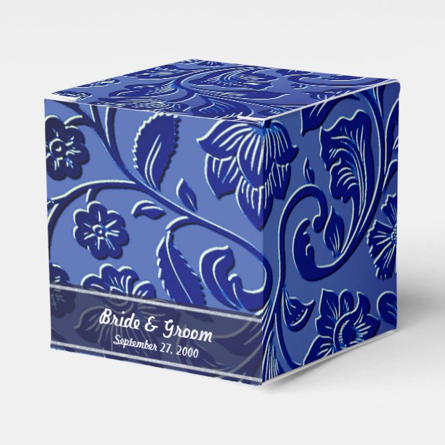 Caja de Favor Floral Azul (Costado Anverso)