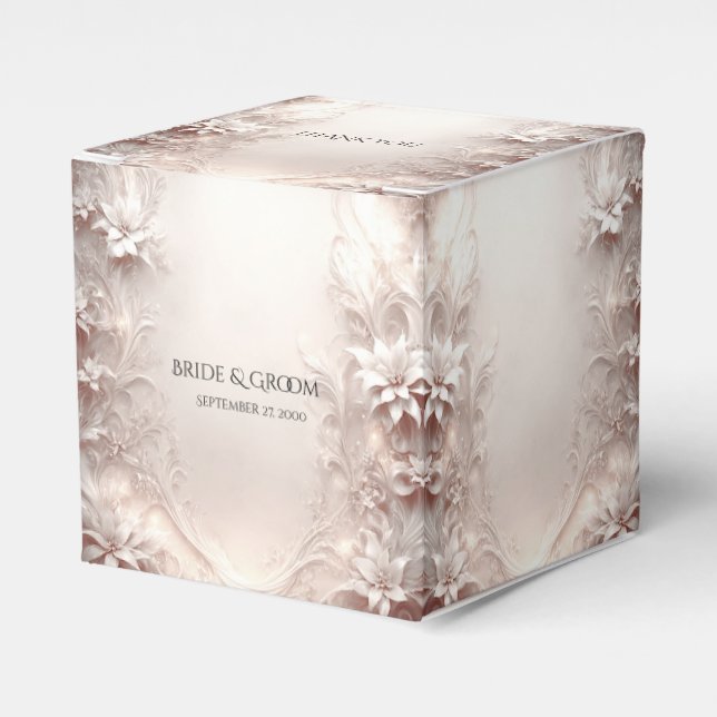 Caja de Favor Floral de Marfil Blanco (Costado Anverso)