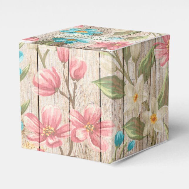 Caja de Favor Floral de Moda Rústica (Costado Anverso)