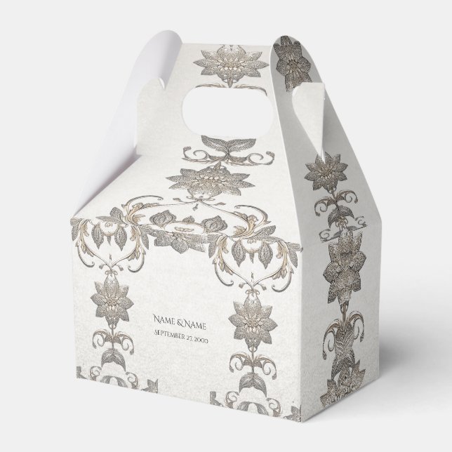 Caja de Favor Floral de Oro Plateado (Front Side)