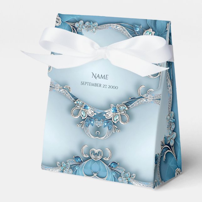 Caja de Favor Floral Ornate Azul (Front Side)