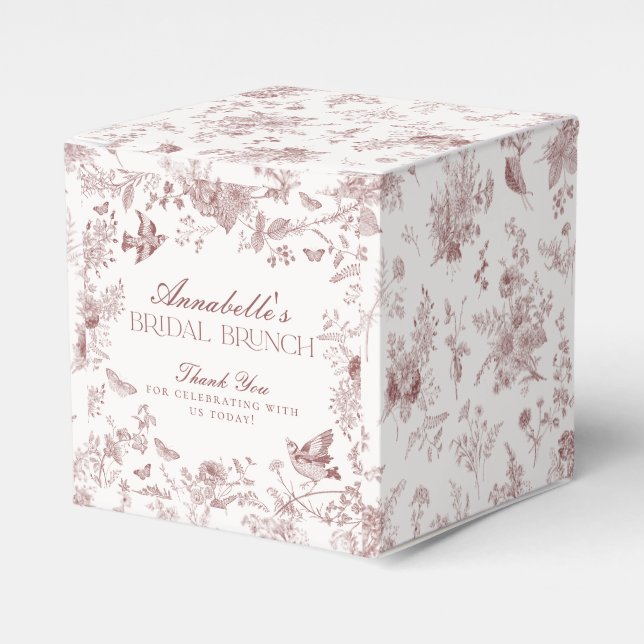 Caja de Favor para Brunch Nupcial con Floral Toile (Costado Anverso)