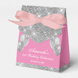 Caja de Favor Personalizable Rosa y Plata Glam
