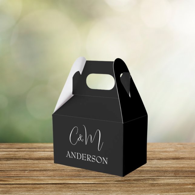 Caja de Favor personalizada de monograma negro (Subido por el creador)