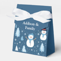 Caja de Favor personalizada de patrón de Snowman l
