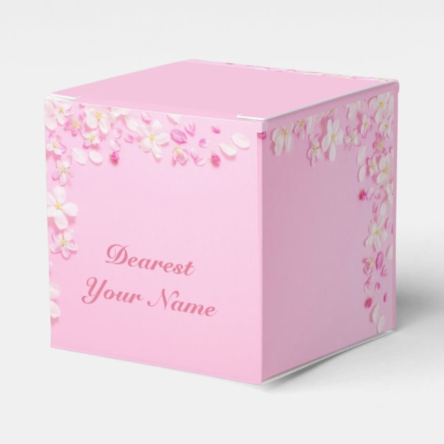 Caja de Favor Personalizada de Petal Floral Pastel (Costado Anverso)