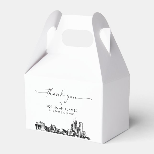 Caja de Favor Personalizada del Boda de Chicago (Front Side)