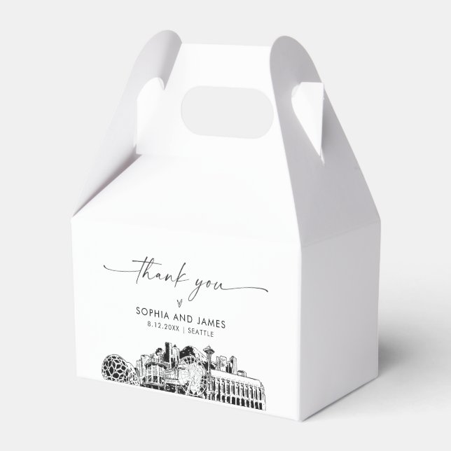 Caja de Favor Personalizada del Boda de Seattle (Front Side)