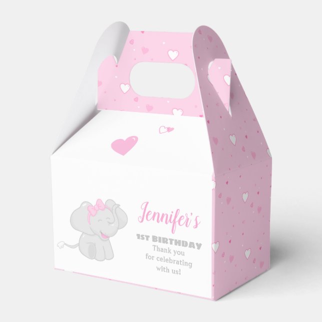 Caja de Favor Rosa Dulce con Elefante (Front Side)