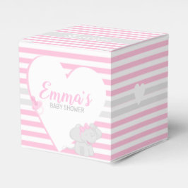Caja de Favor Rosa para Elefante Cute Baby Shower