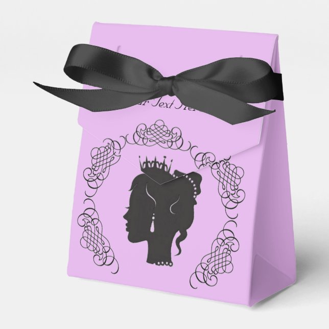 Caja de Favor Rosa Personalizada Princesa Silhouet (Front Side)