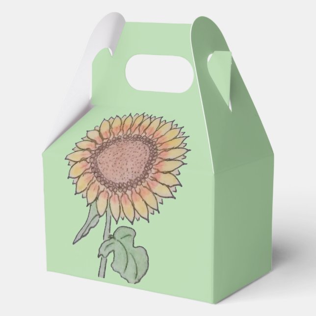 Caja de Favor Verde Pálido de Girasol (Anverso)