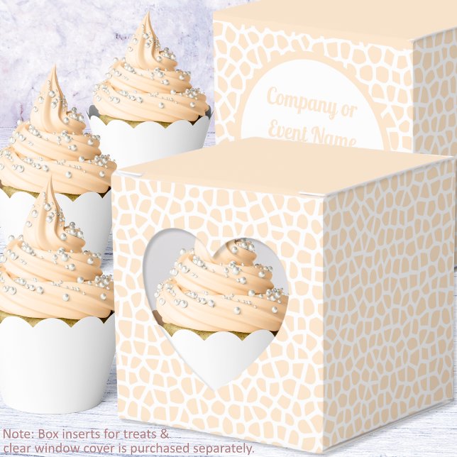 Caja de favores con corazón de Terrazzo - Naranja  (Terrazzo - Orange Peach Heart Favor Box - Cupcakes by Leapfroglisics Shop)