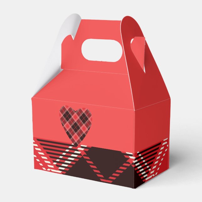 Caja de favores con patrón de diamantes rojos Tart (Front Side)