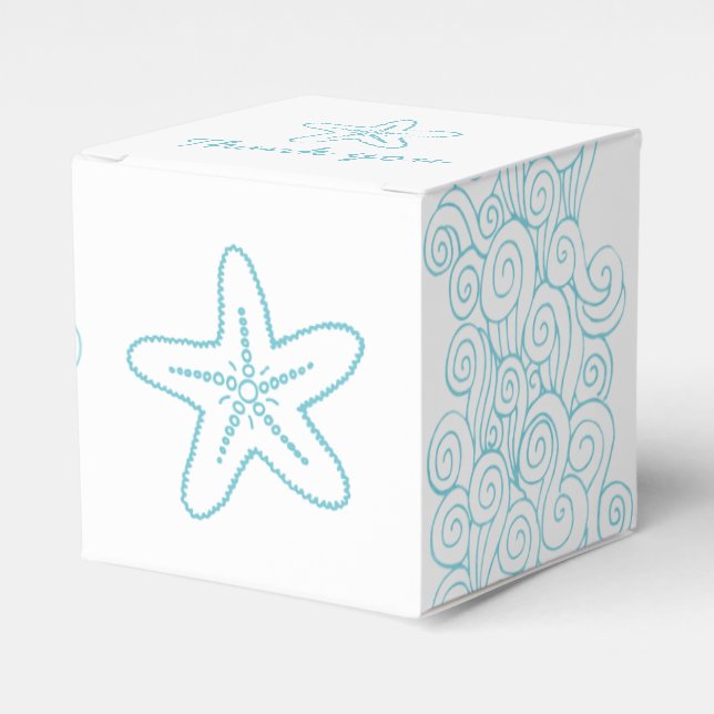 Caja de favores de boda blanca de remolinos acuáti (Costado Anverso)