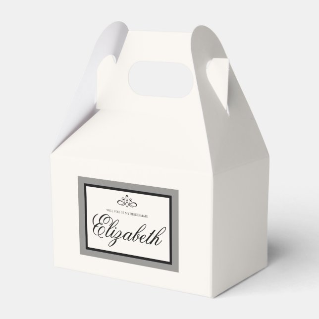 Caja de favores de boda blanca y negra (Front Side)