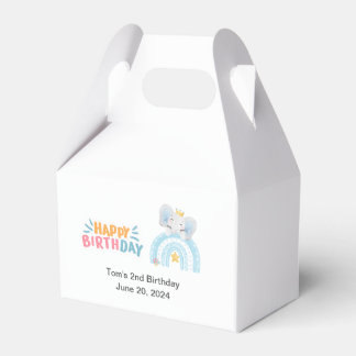 Caja de favores de elefante de feliz cumpleaños az