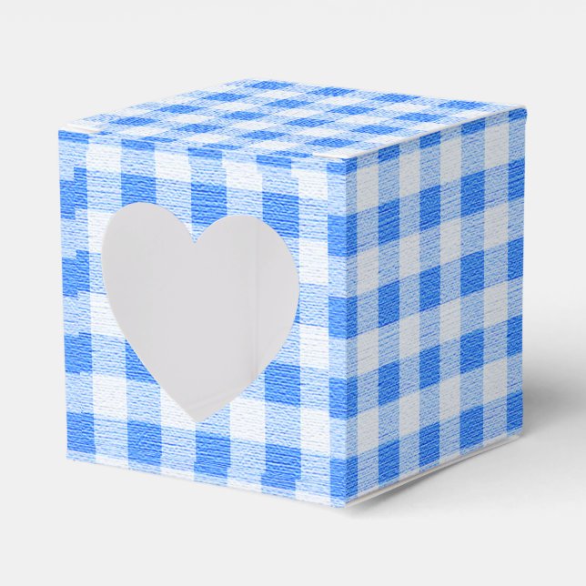 caja de favores de gingham azul (Anverso)