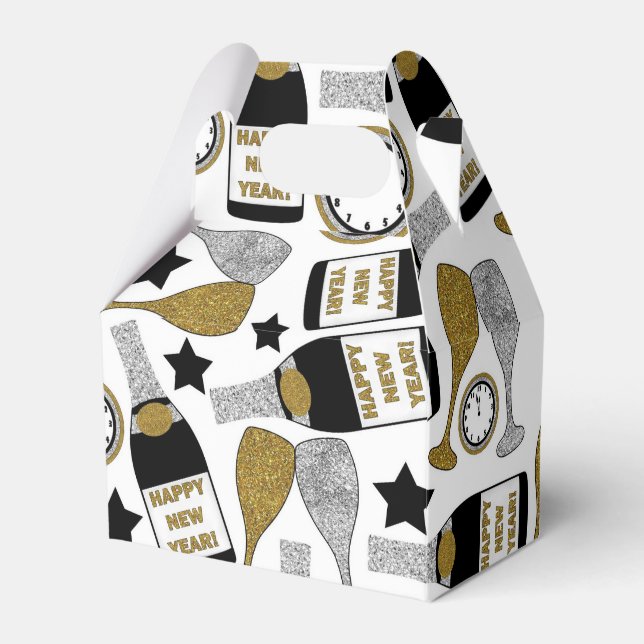 Caja de favores de la fiesta de patrón de champán  (Front Side)