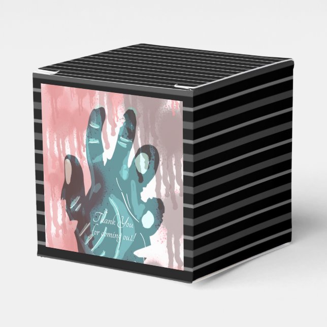 Caja de favores de la fiesta Zombie Halloween (Costado Anverso)