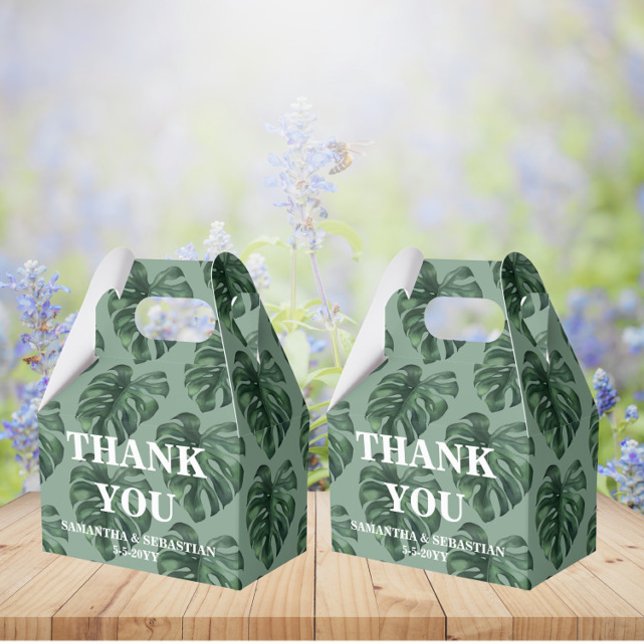 Caja de favores de la hoja tropical Monstera Green (Subido por el creador)