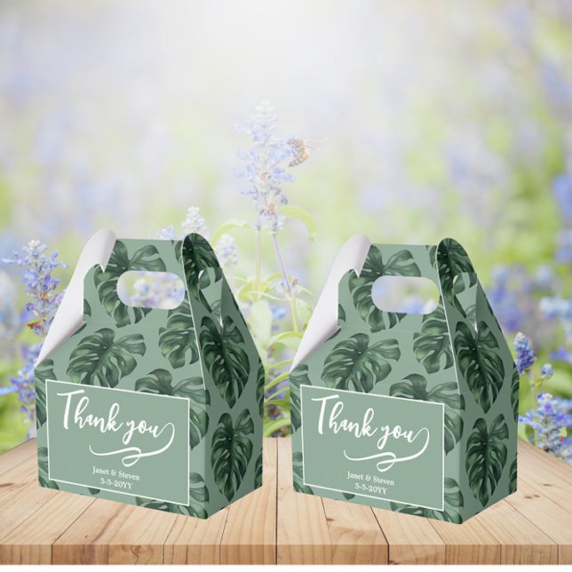 Caja de favores de la hoja tropical Monstera Green (Subido por el creador)