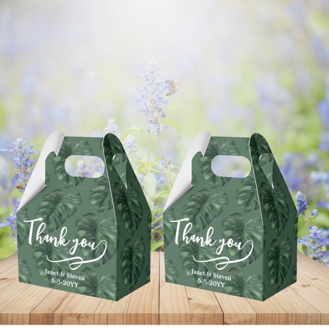 Caja de favores de la hoja tropical Monstera Green (Subido por el creador)