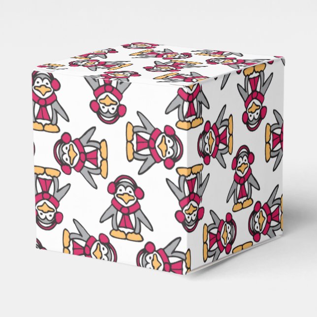 Caja de favores de Navidades de patrones de pingüi (Costado Anverso)