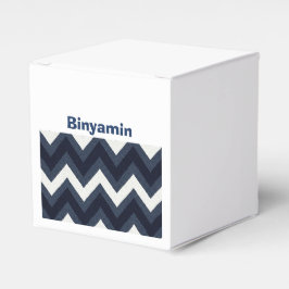 Caja de favores de Navy zigzag upsherin con nombre