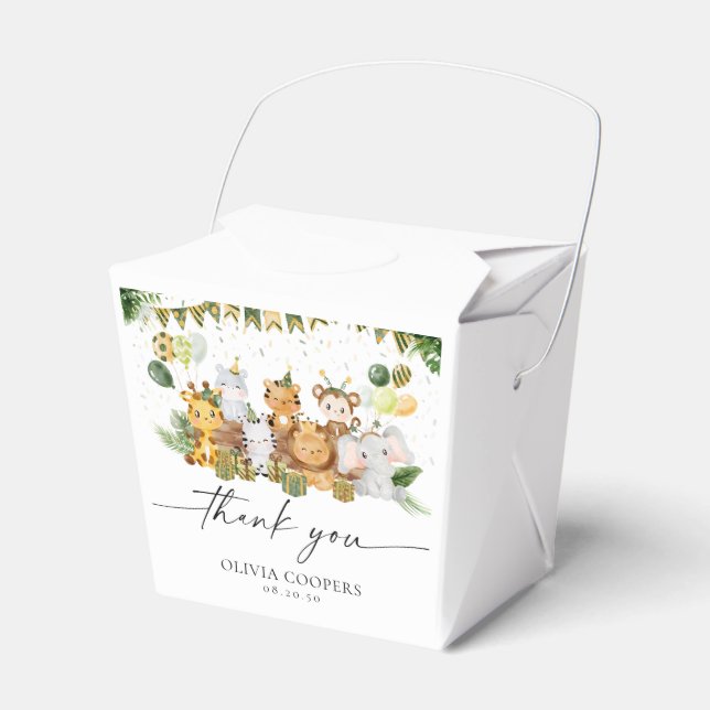 Caja de favores de Safari Animals Baby Shower (Front Side)