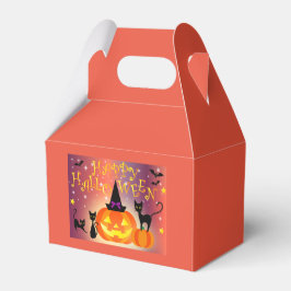 Caja de favores decorada Jack-O'- Halloween con li