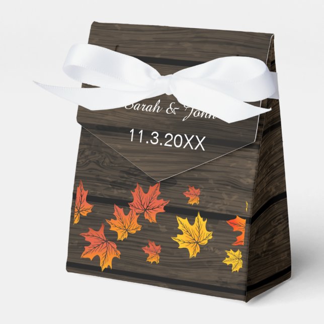 Caja de favores para bodas de Barnwood Rustic Fall (Front Side)