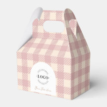 Caja de favores para bodas de gingham pink plaid p