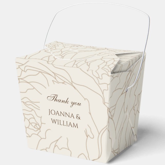 Caja de favores personalizada de boda beige marrón (Anverso)