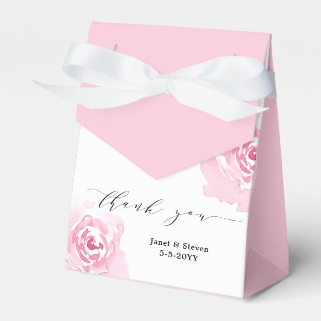 Caja de favores Romantic Elegant Pink Roses (Front Side)