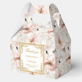 Caja de favores románticos de marfil dorado floral