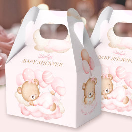 Caja de favoritos Baby Shower del oso rosa del chi
